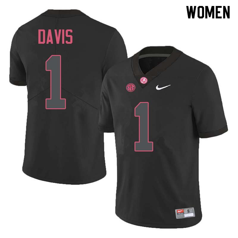 Women #1 Ben Davis Alabama Crimson Tide College Football Jerseys Sale-Black